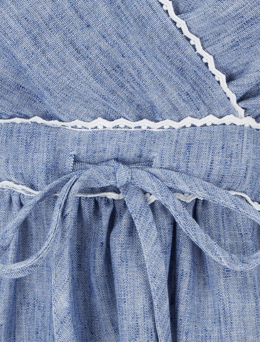 Robe mi-longue à col cache-coeur - Bleu - 3