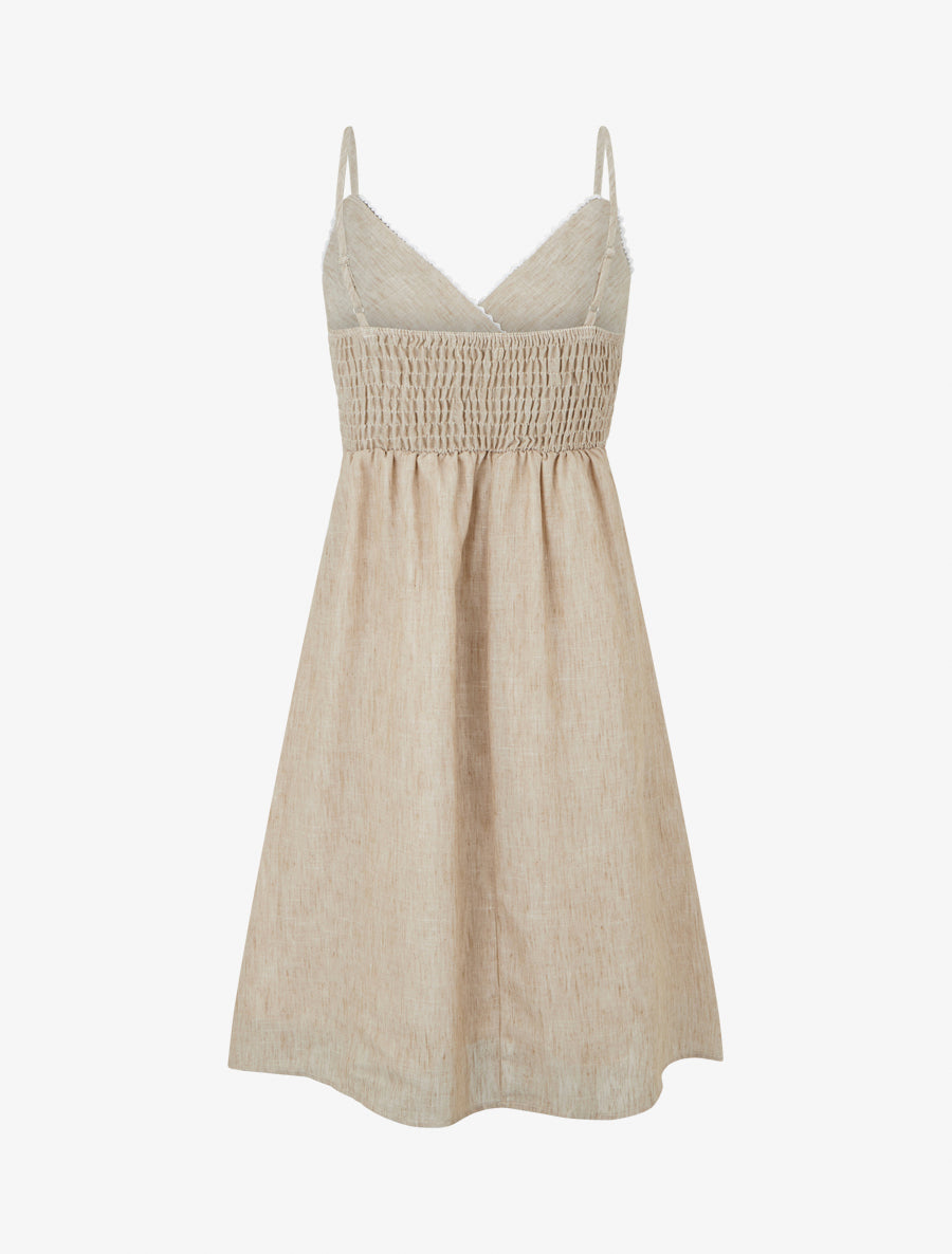 Robe mi-longue à col cache-coeur - Taupe - 2
