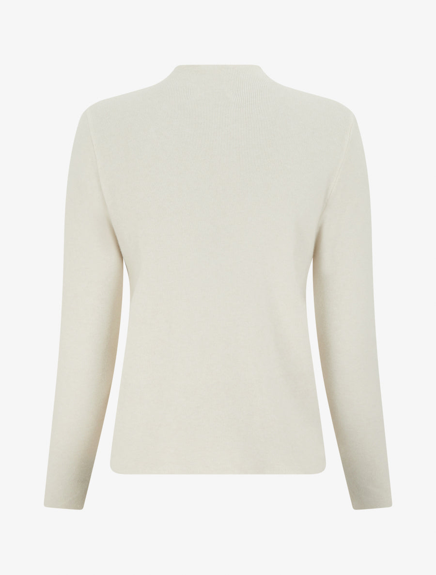 Pull droit à col montant et boutons décoratifs - Beige - 2