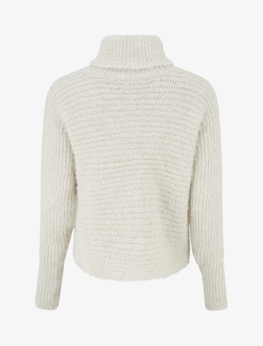 Pull en laine mélangée irisé à col roulé - Écru - 2