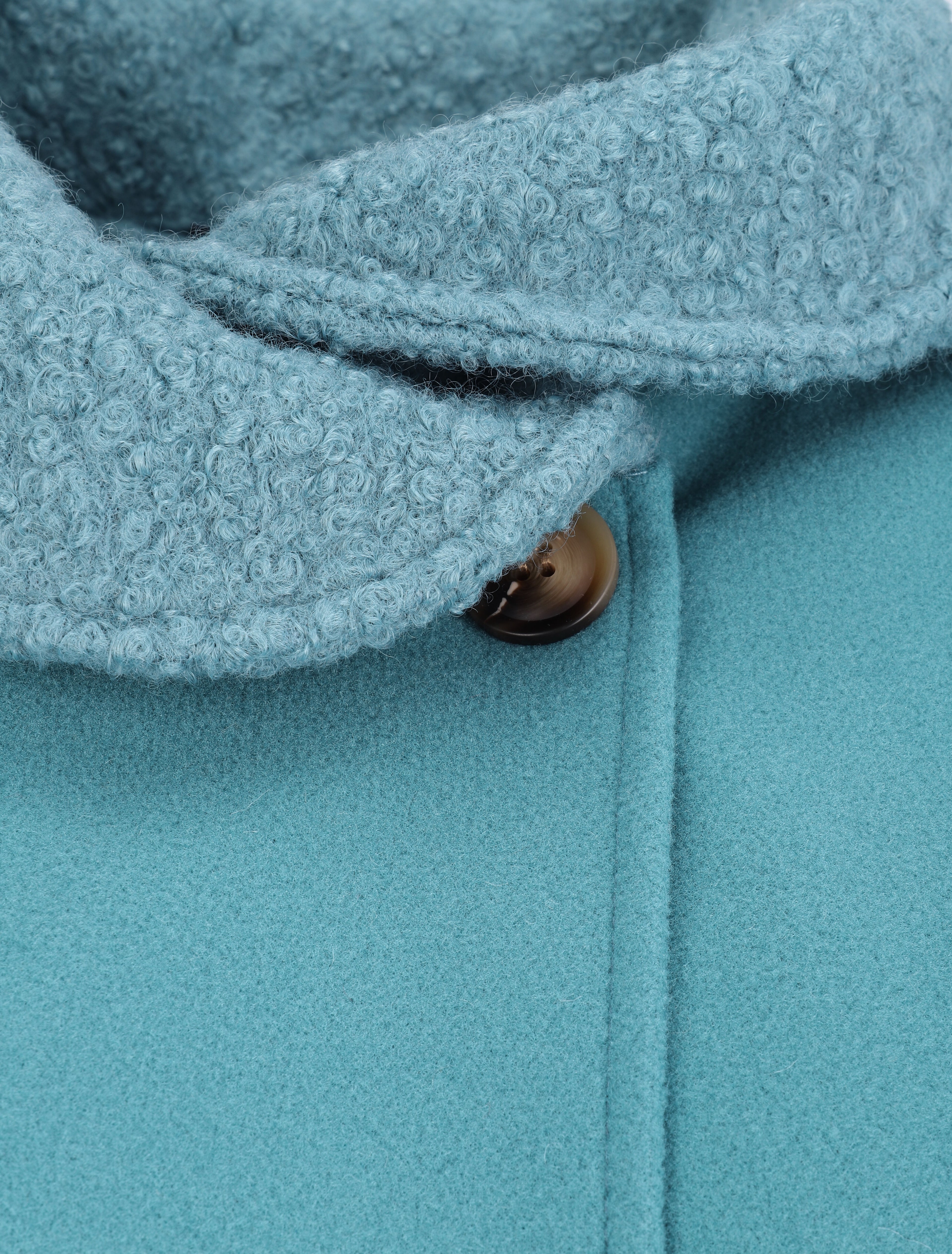 Manteau à col claudine effet laine bouclée - Turquoise - 3