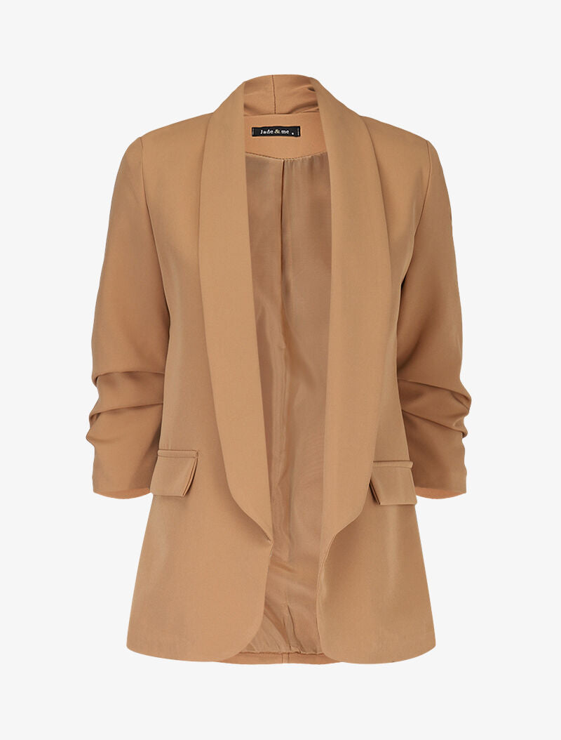 Blazer ouvert à manches plissées - Camel - 1