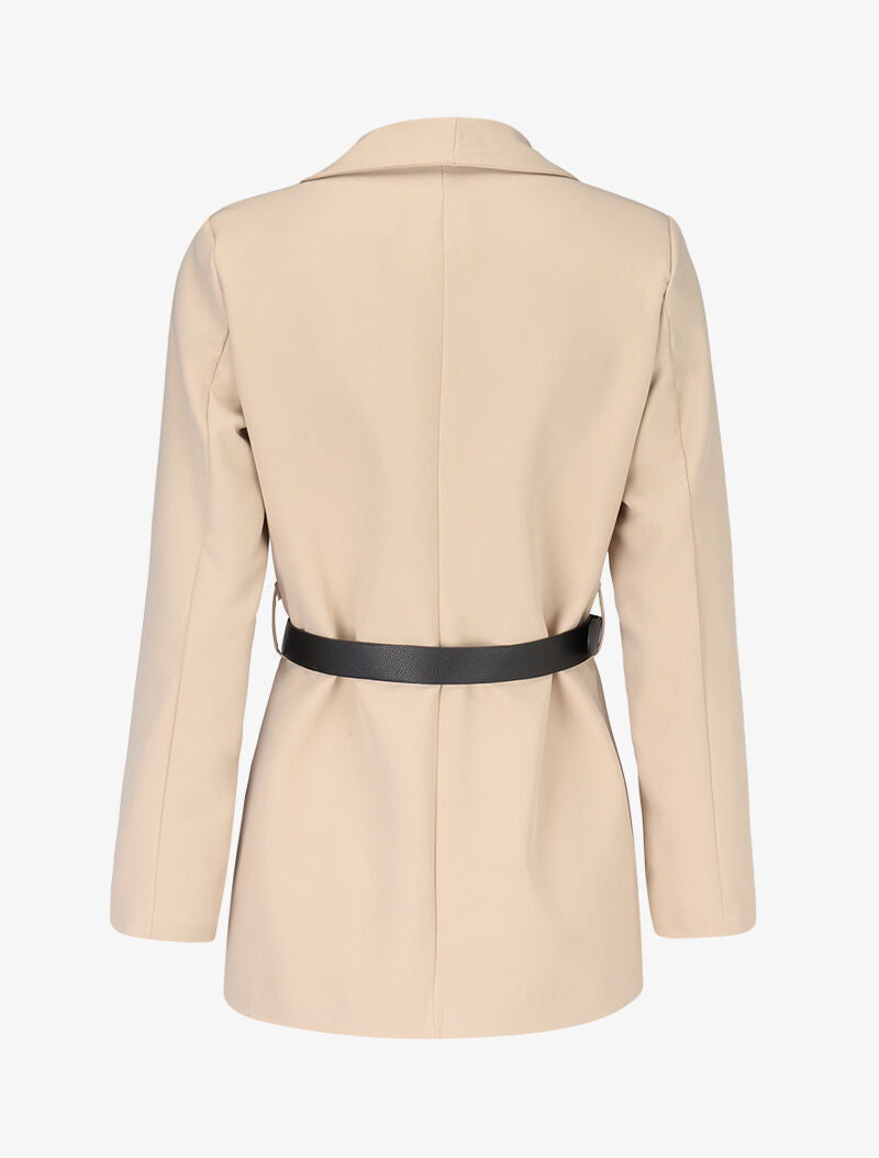 Veste à ceinture contrastante - Beige - 2