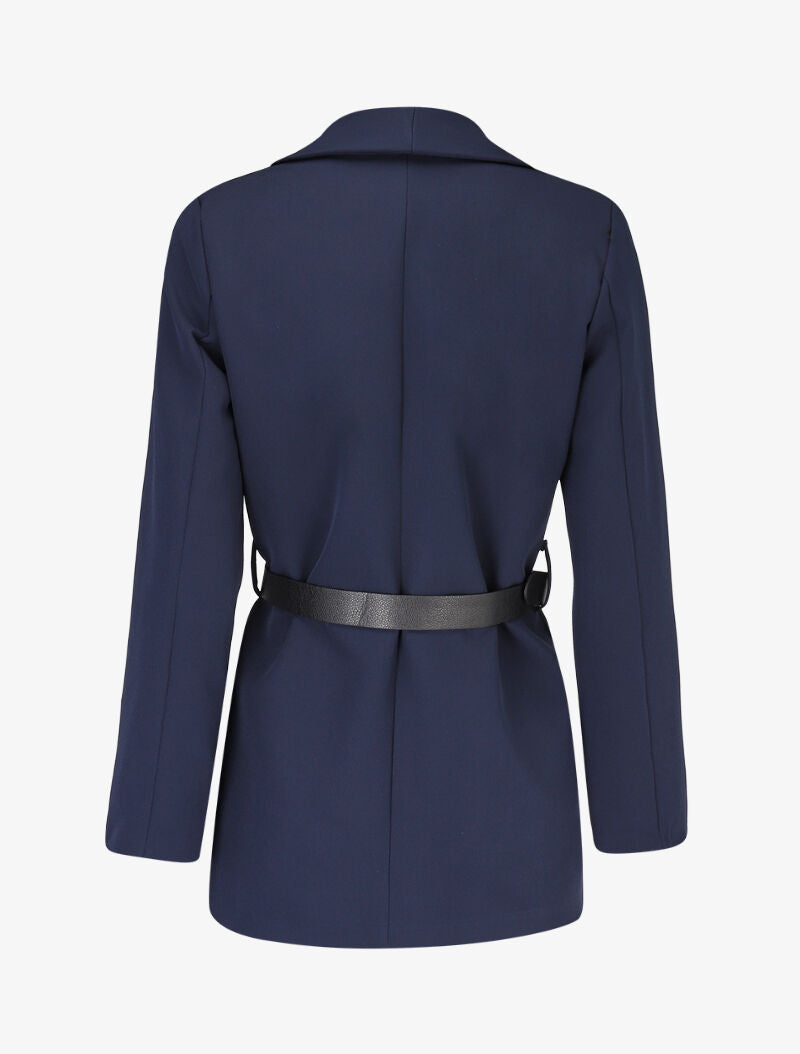 Veste à ceinture contrastante - Marine - 2