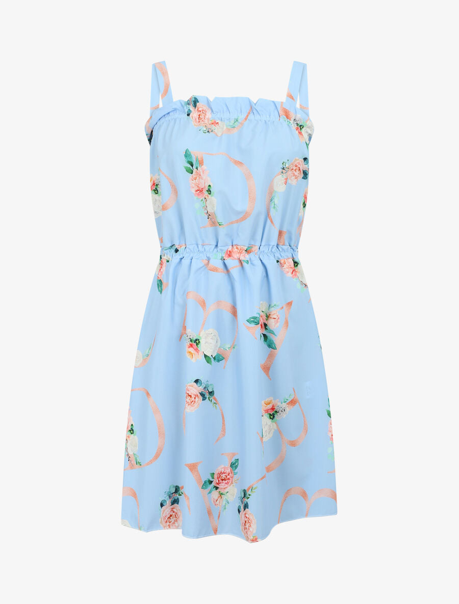 Robe mi longue à col carré élastiqué - Bleu ciel - 4