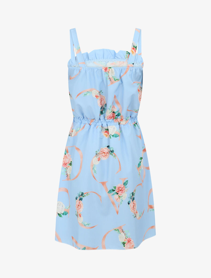 Robe mi longue à col carré élastiqué - Bleu ciel - 2