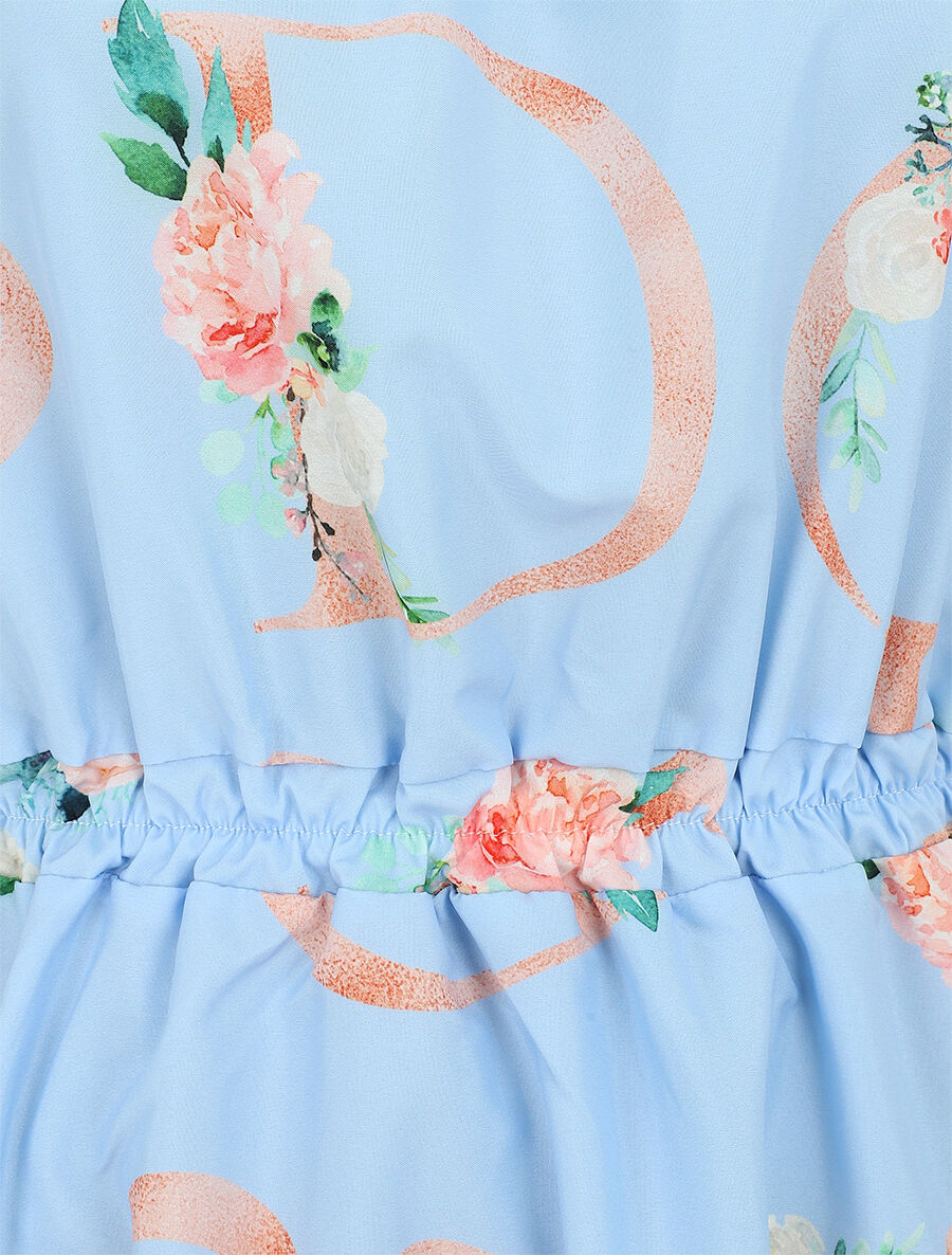 Robe mi longue à col carré élastiqué - Bleu ciel - 3