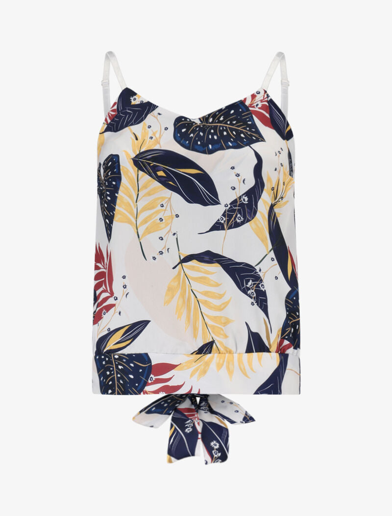 Débardeur imprimé à nouer au dos - Marine - 1