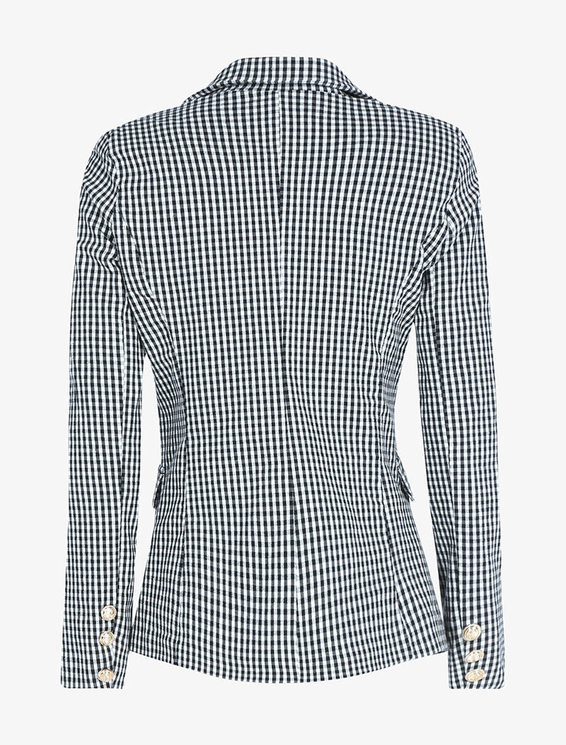 Blazer à imprimé petits carreaux - Noir - 2