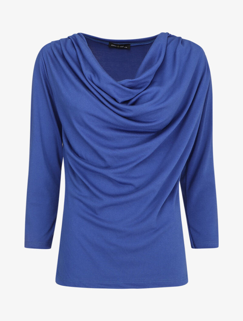 Top à col bénitier et manches 3/4 - Bleu roi - 1