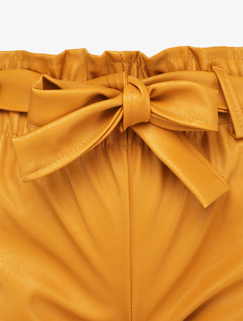 Short paper bag en simili et bords en dentelle - Moutarde - 3