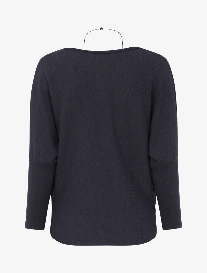 Pull fin à col bénitier et manches dolman - Bleu - 2