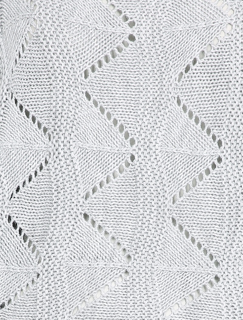 Pull loose en maille geométrique ajourée - Gris clair - 3