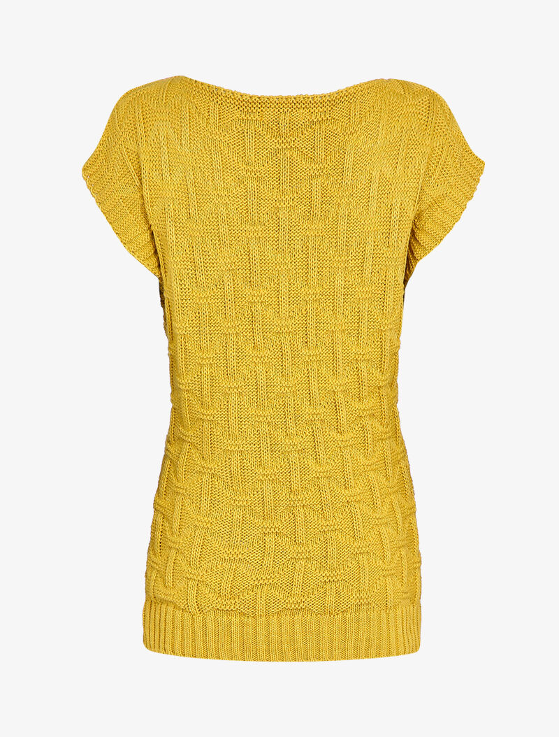 Pull sans manches en maille tressée - Moutarde - 2