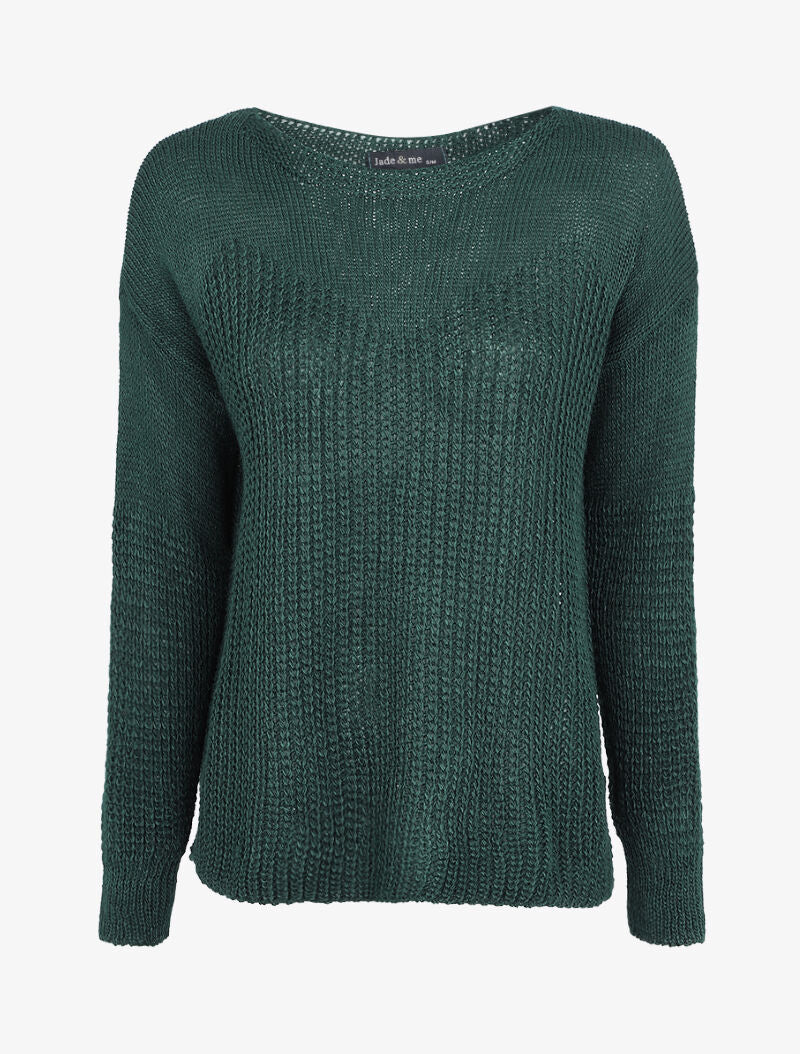 Pull loose en maille épaisse et fine - Vert sapin - 5