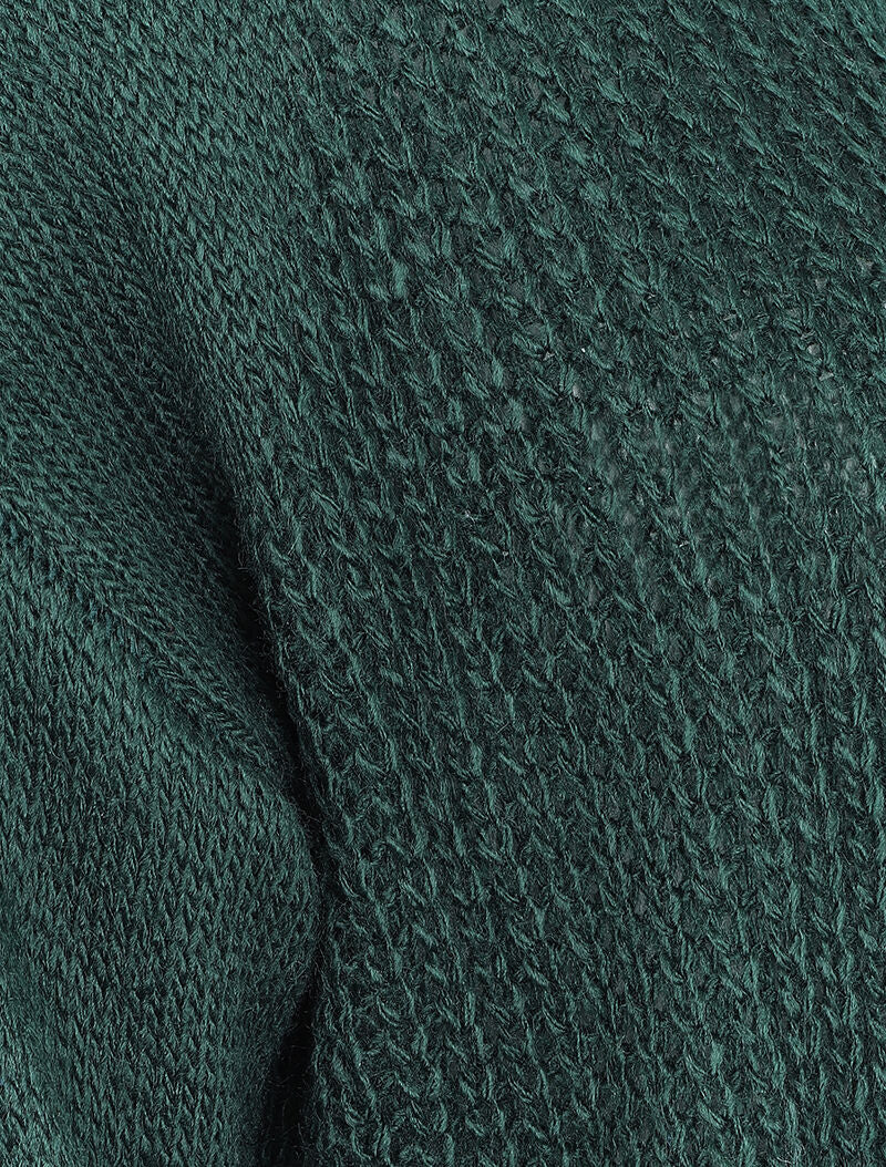 Pull loose en maille épaisse et fine - Vert sapin - 3