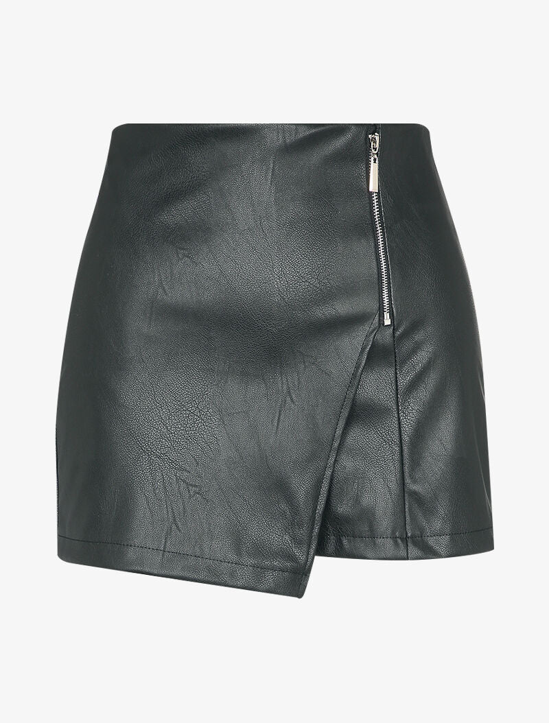 Short en simili effet jupe en trompe l&