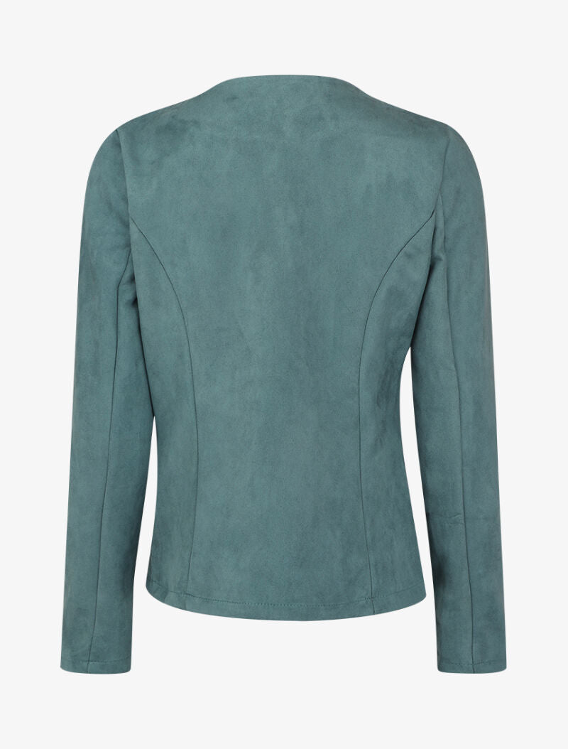 Veste ouverte en suédine à poches zippées en trompe l&