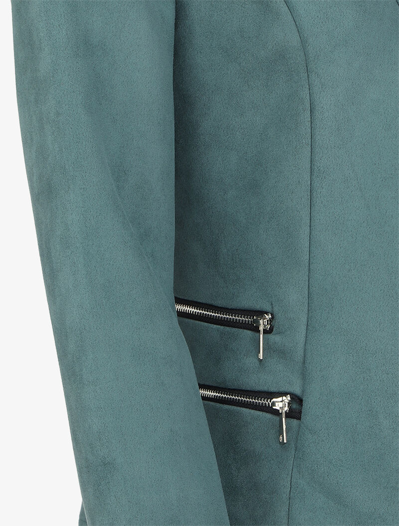 Veste ouverte en suédine à poches zippées en trompe l&