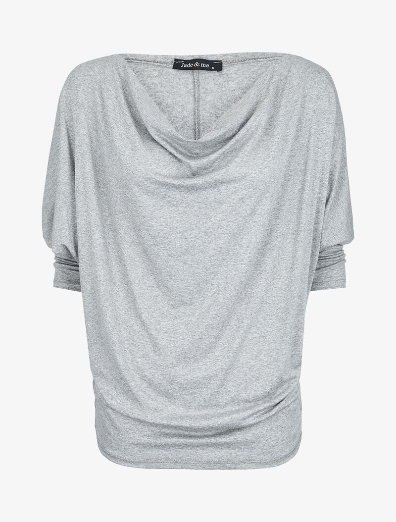 Top boule à manches dolman - Gris chiné - 4