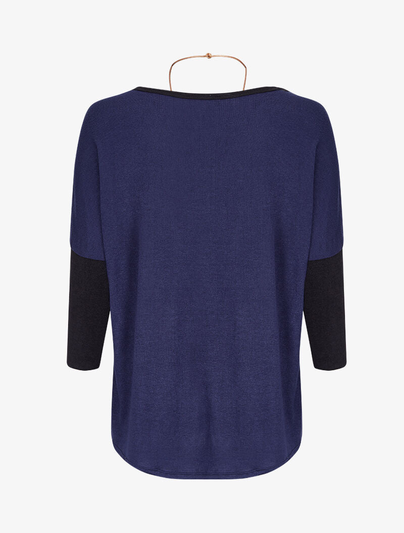 Pull dolman oversize avec sautoir - Marine - 2