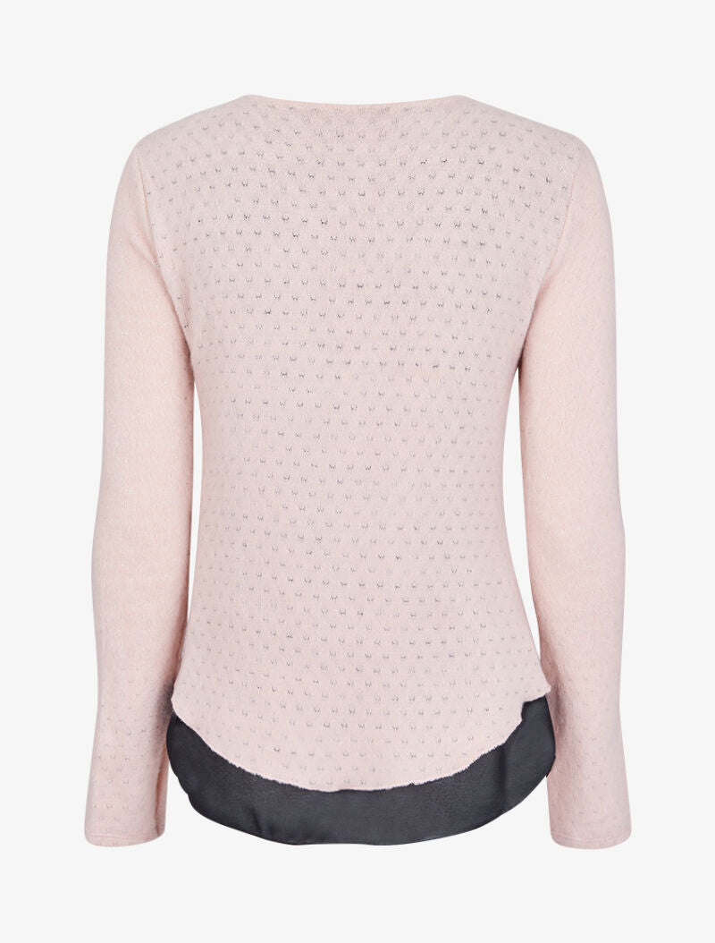 Pull en maille douce à doublure voile - Rose - 4