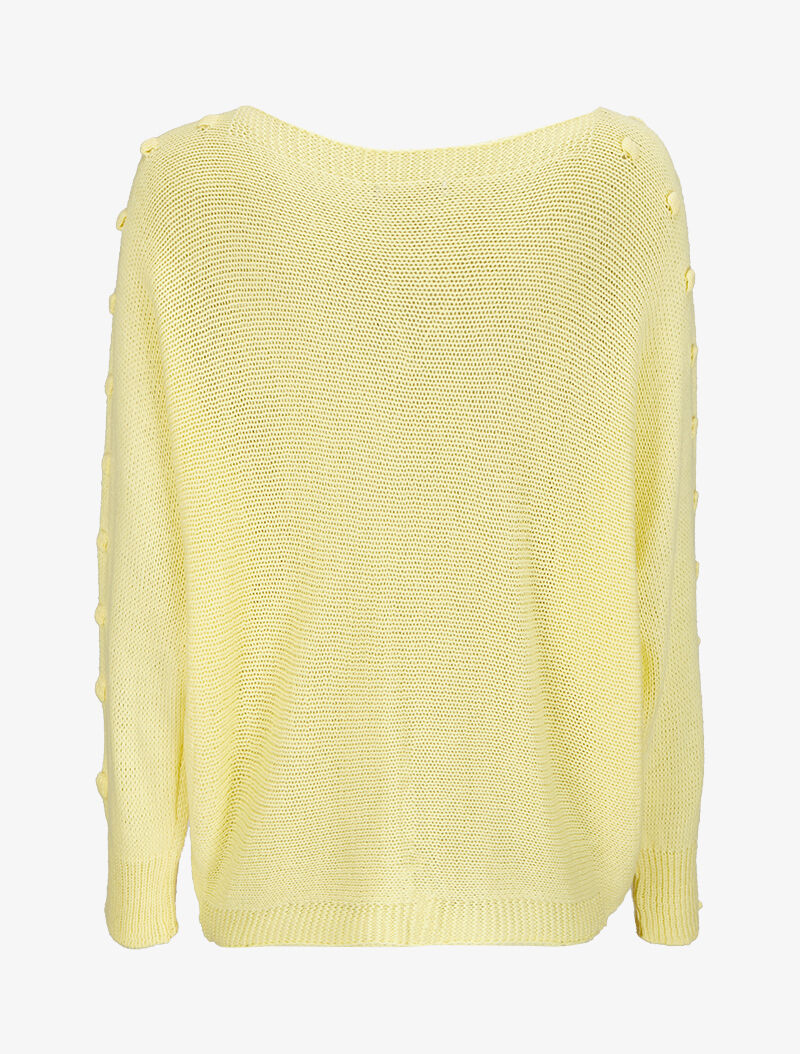 Pull à manches raglan à pompons - Jaune - 2