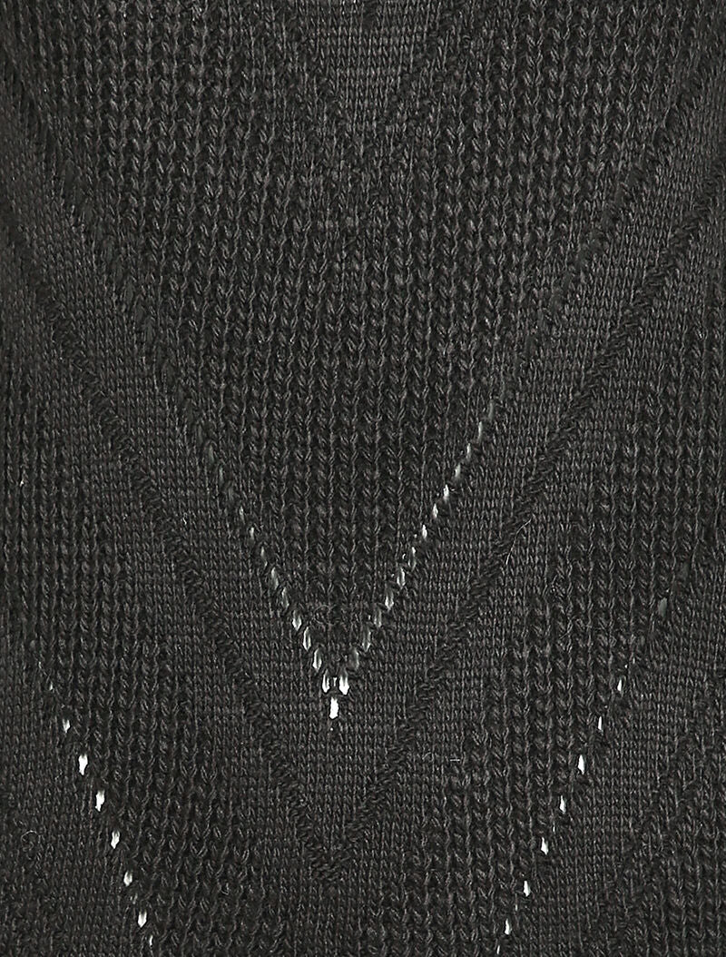 Pull en maille géométrique et col V - Noir - 3