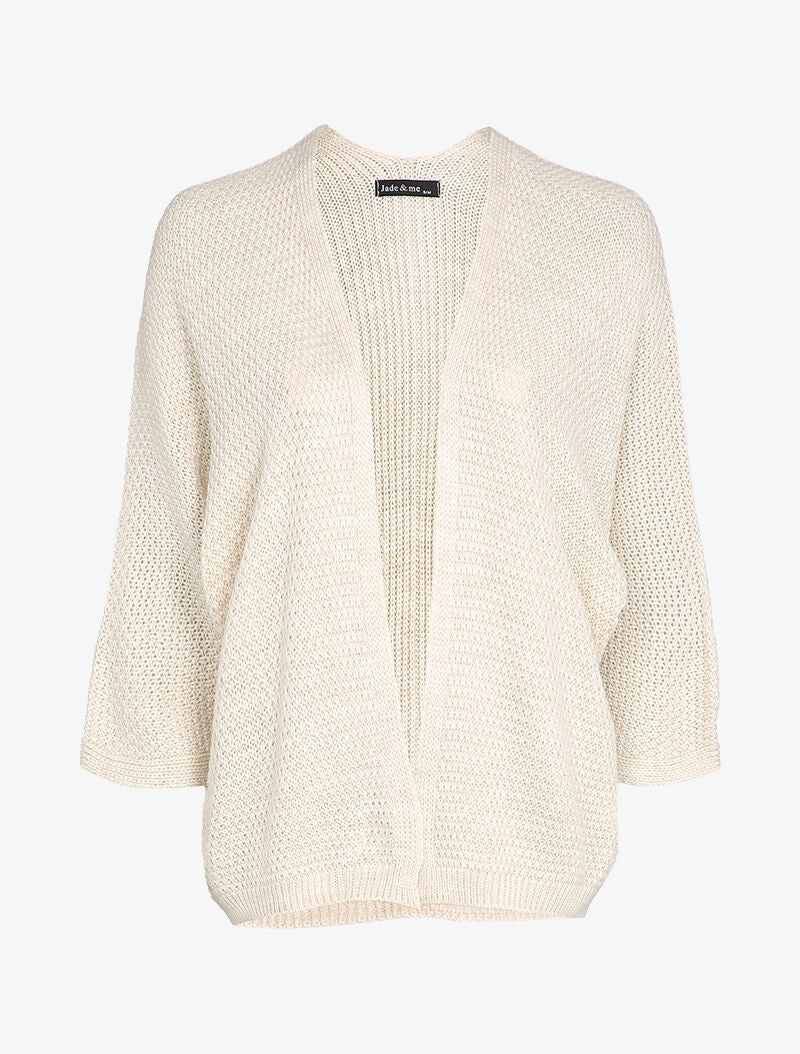 Gilet ouvert oversize à manches dolman - Écru - 1