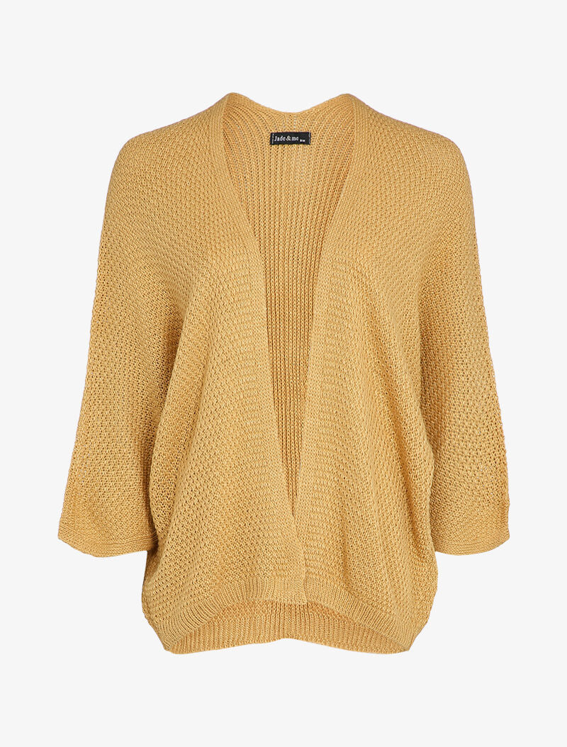 Gilet ouvert oversize à manches dolman - Camel - 1
