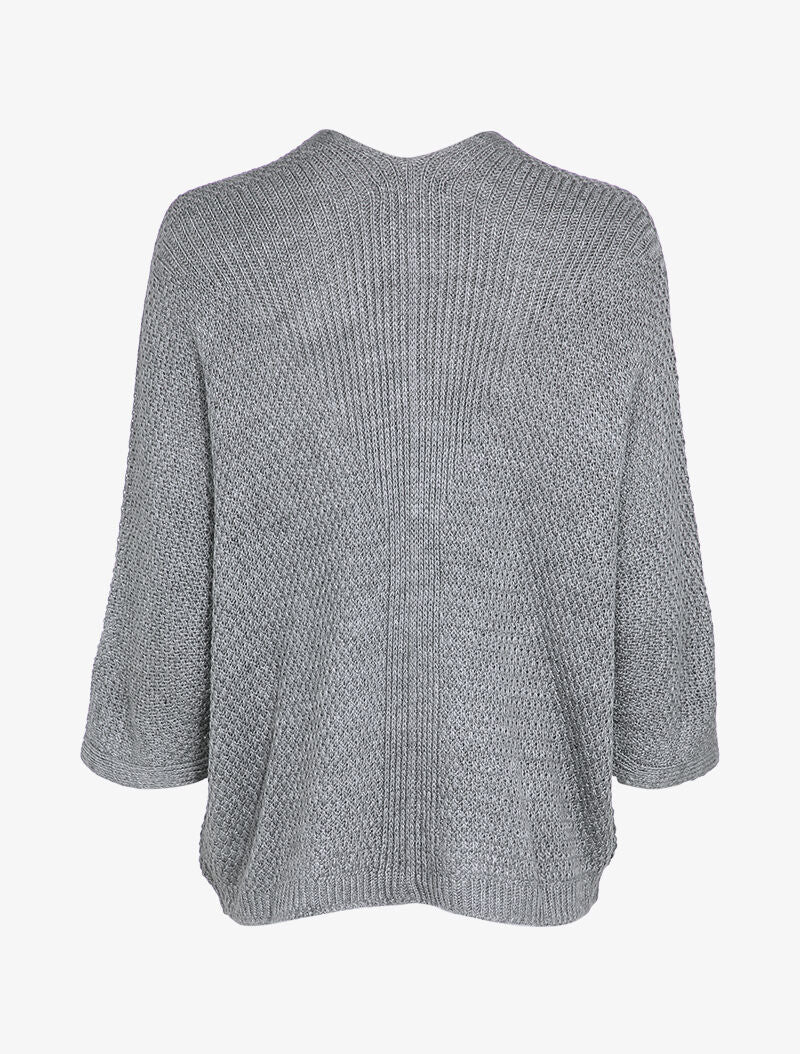 Gilet ouvert oversize à manches dolman - Gris - 2
