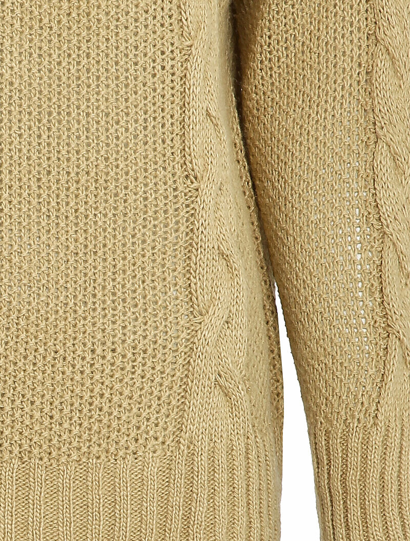 Pull col V à détails tressés - Beige - 3