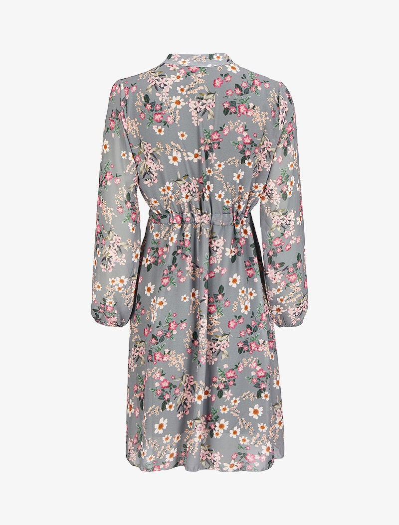 Robe imprimé bouquet sauvage à liens de serrage - Gris - 2