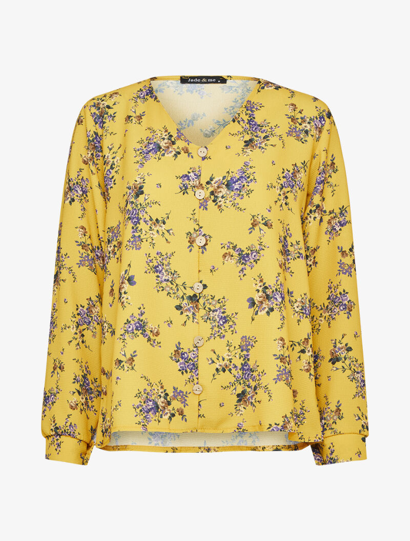 Top oversize à motifs bouquet de roses - Jaune - 3