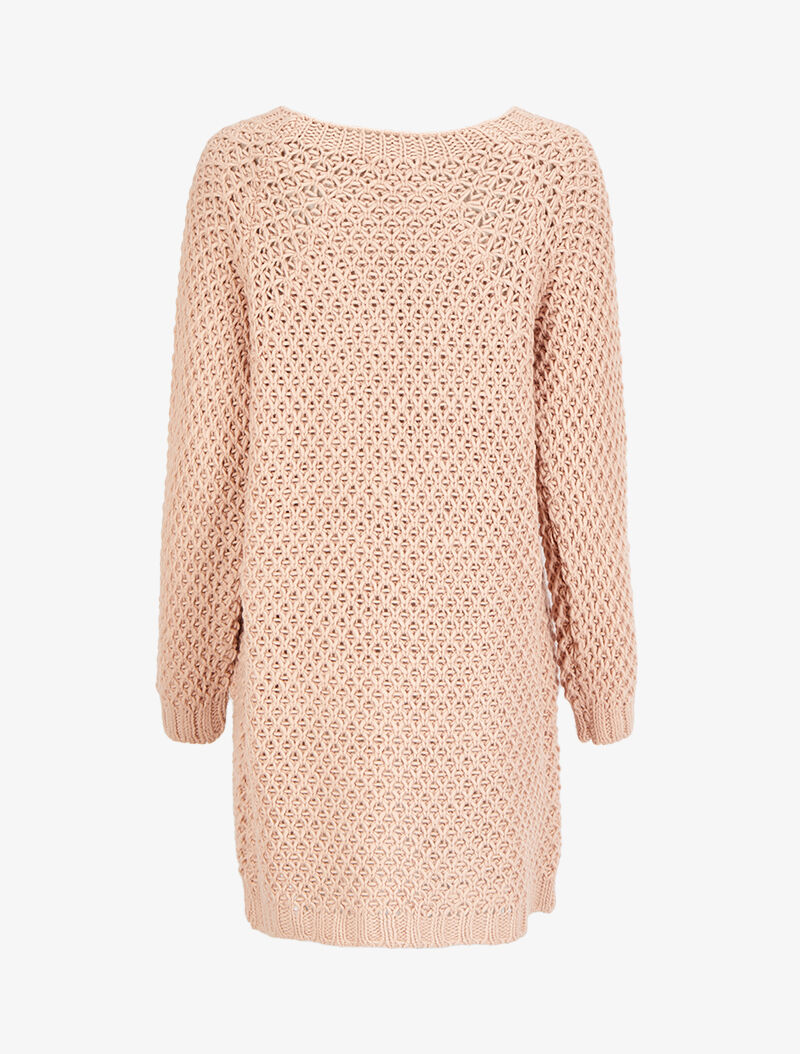Gilet ouvert en maille crochet - Rose - 2