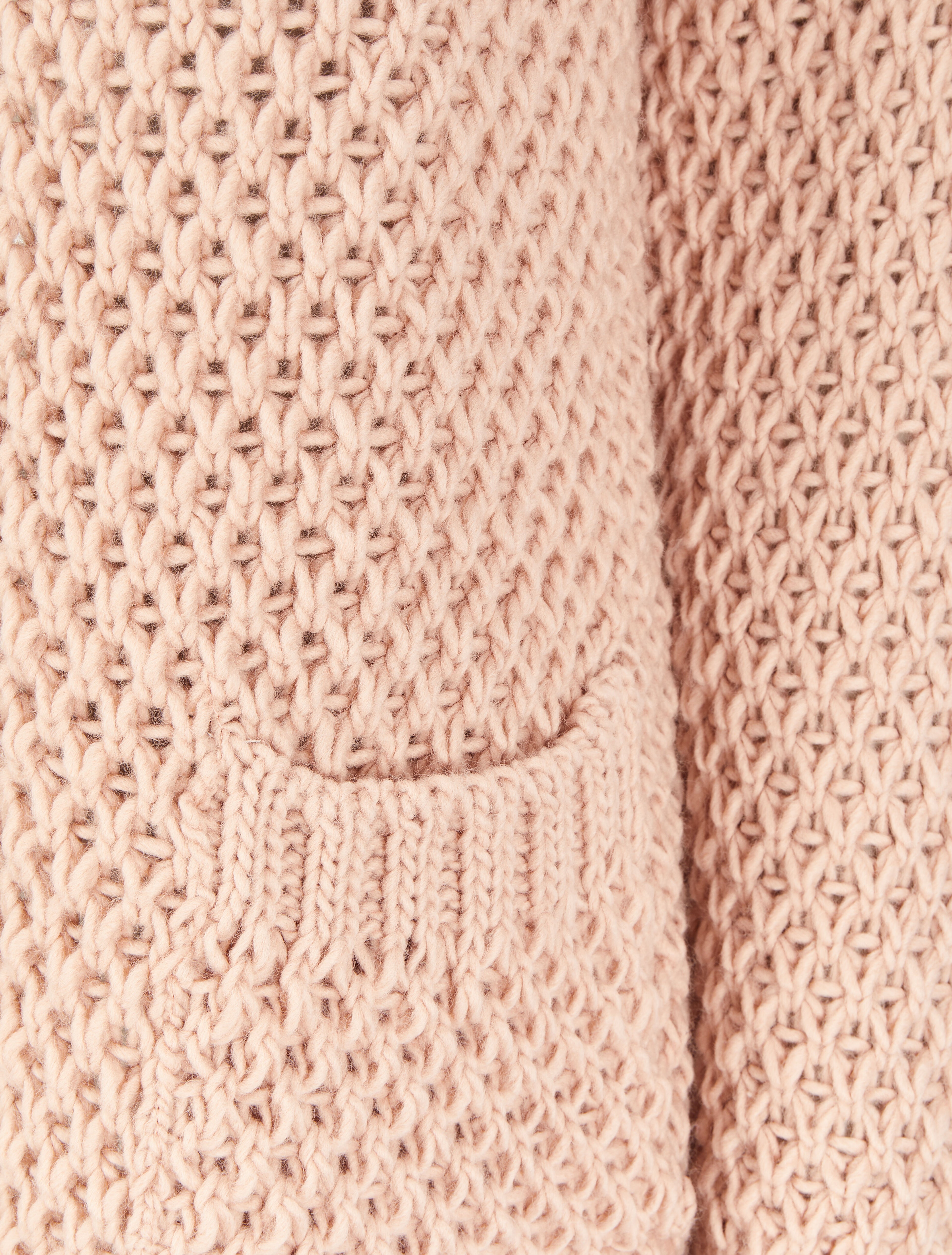 Gilet ouvert en maille crochet - Rose - 3
