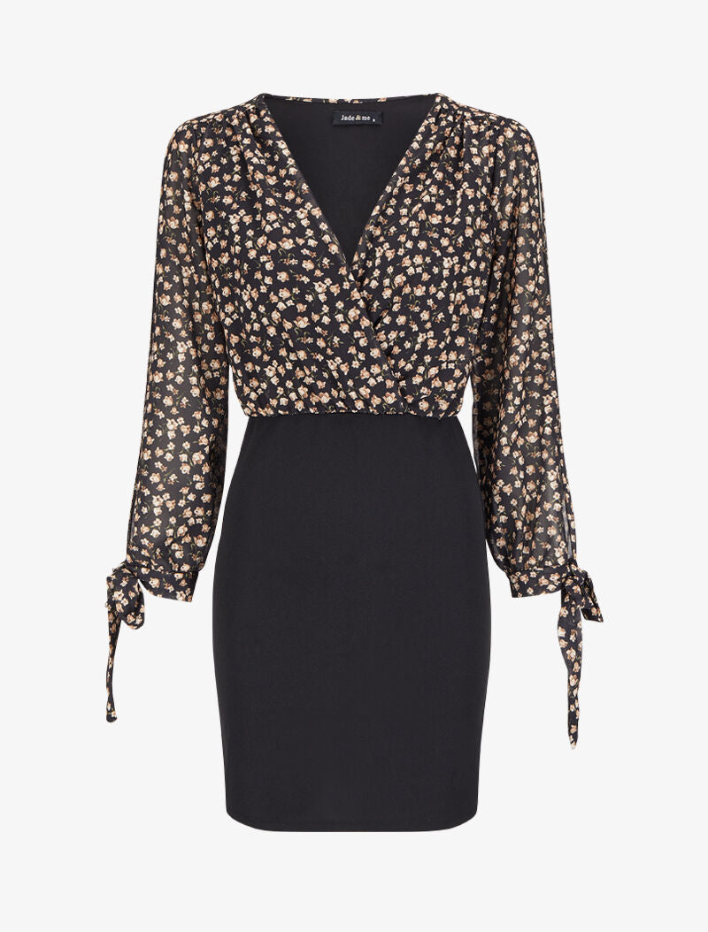 Robe fourreau à buste effet boule imprimé fleurs d&