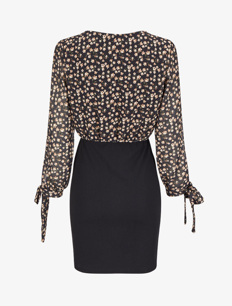 Robe fourreau à buste effet boule imprimé fleurs d&