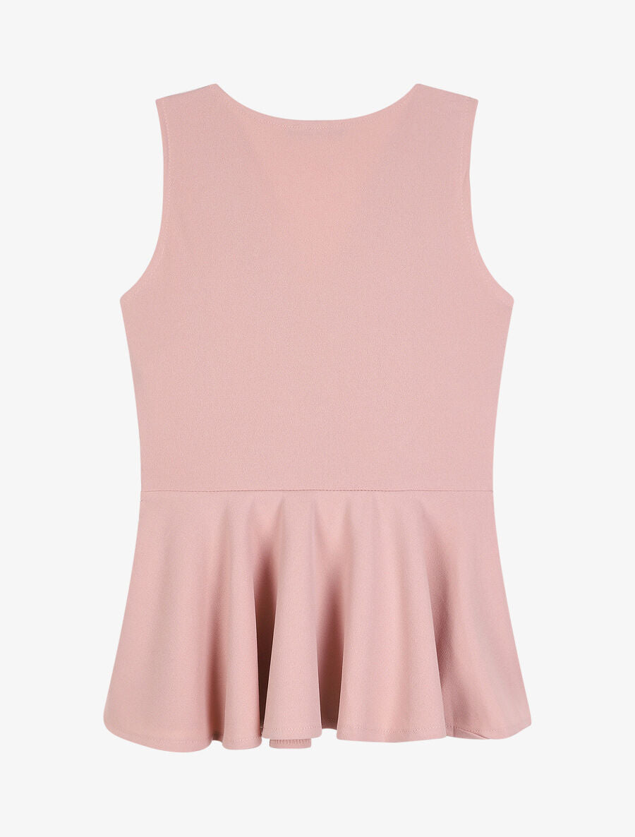 Top coupe péplum à boucles - Vieux rose - 2