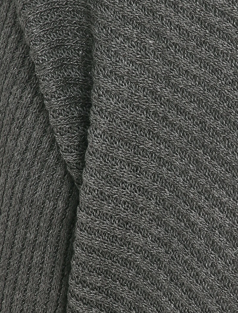 Pull col bateau en maille striée - Gris foncé - 3