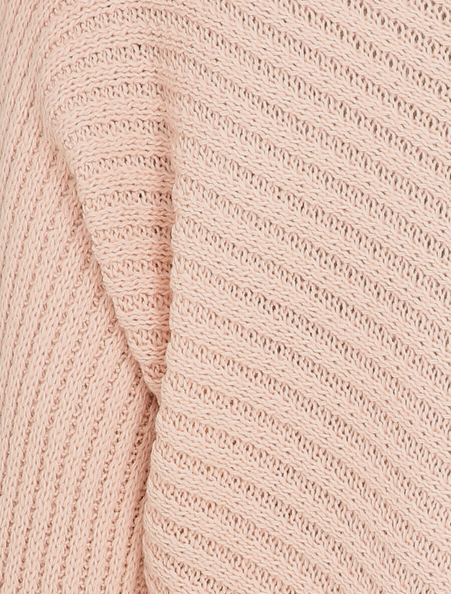 Pull col bateau en maille striée - Rose poudré - 3