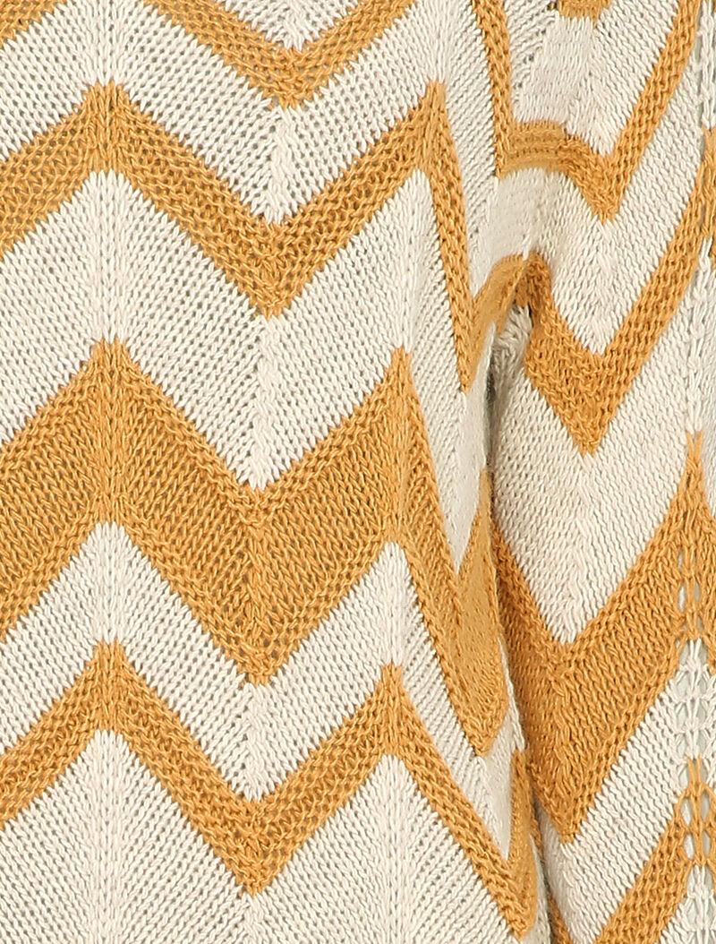 Pull en maille à motif zig zag - Beige - 3
