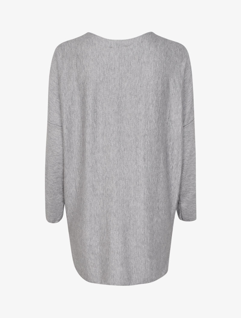 Pull fin loose à motif à inscriptions et motifs étoiles irisées - Gris chiné - 2