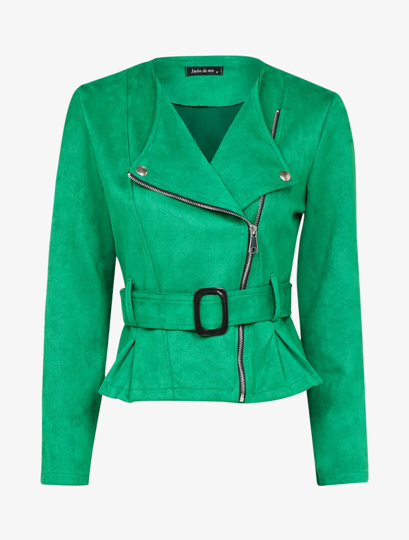 Perfecto péplum en suédine - Vert - 3