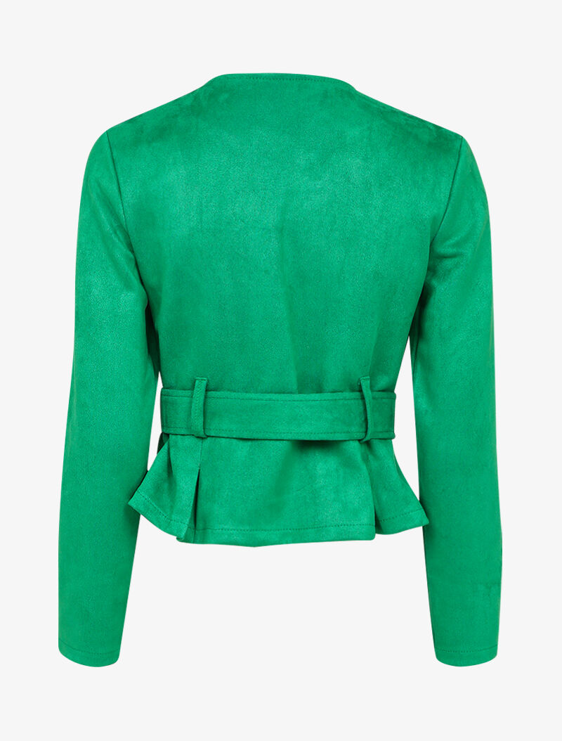 Perfecto péplum en suédine - Vert - 2