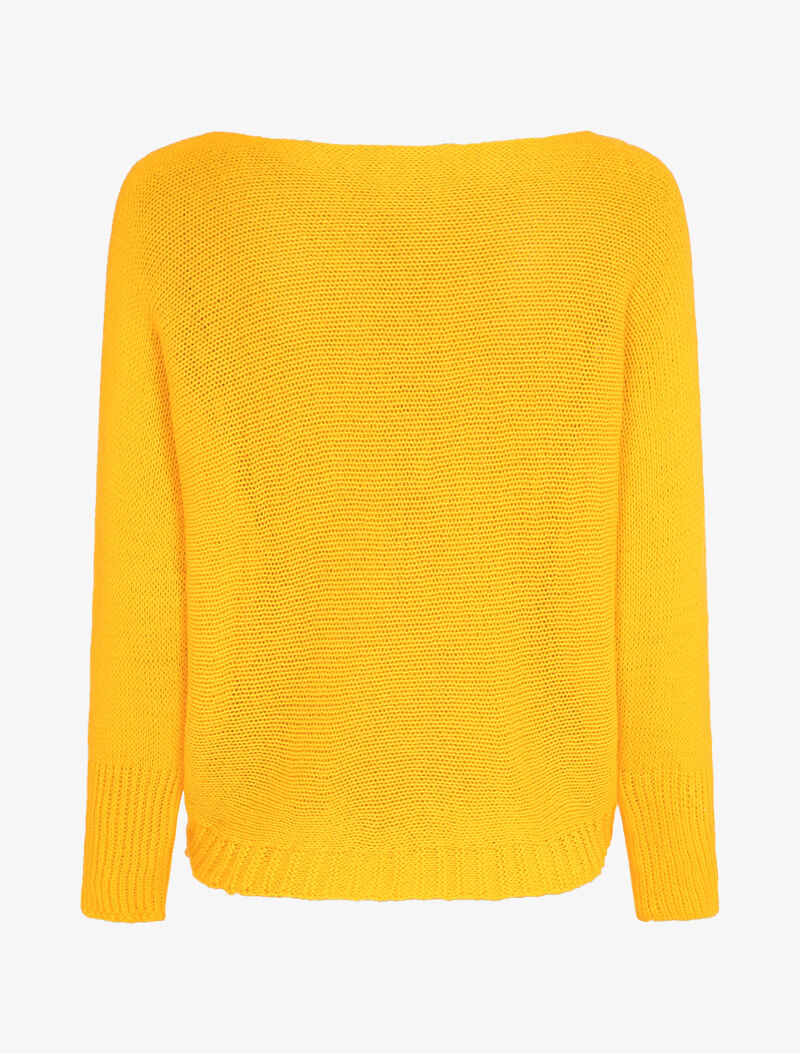 Pull à col bénitier et manches dolman - Jaune - 2