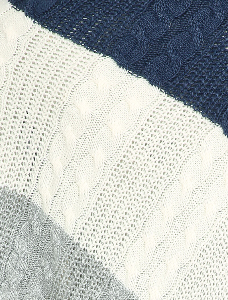 Poncho asymétrique à bandes colorées - Bleu marine - 3
