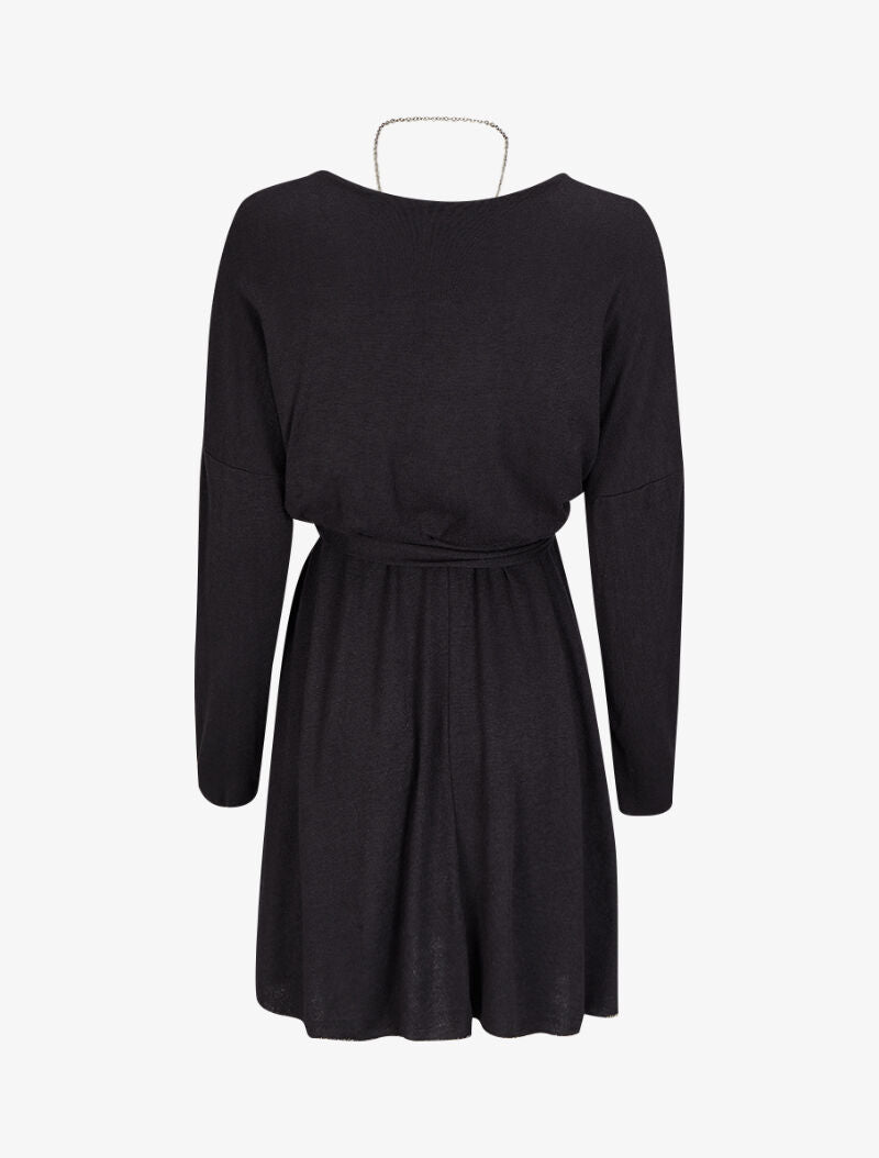 Robe pull coupe patineuse à manches dolman - Noir - 2