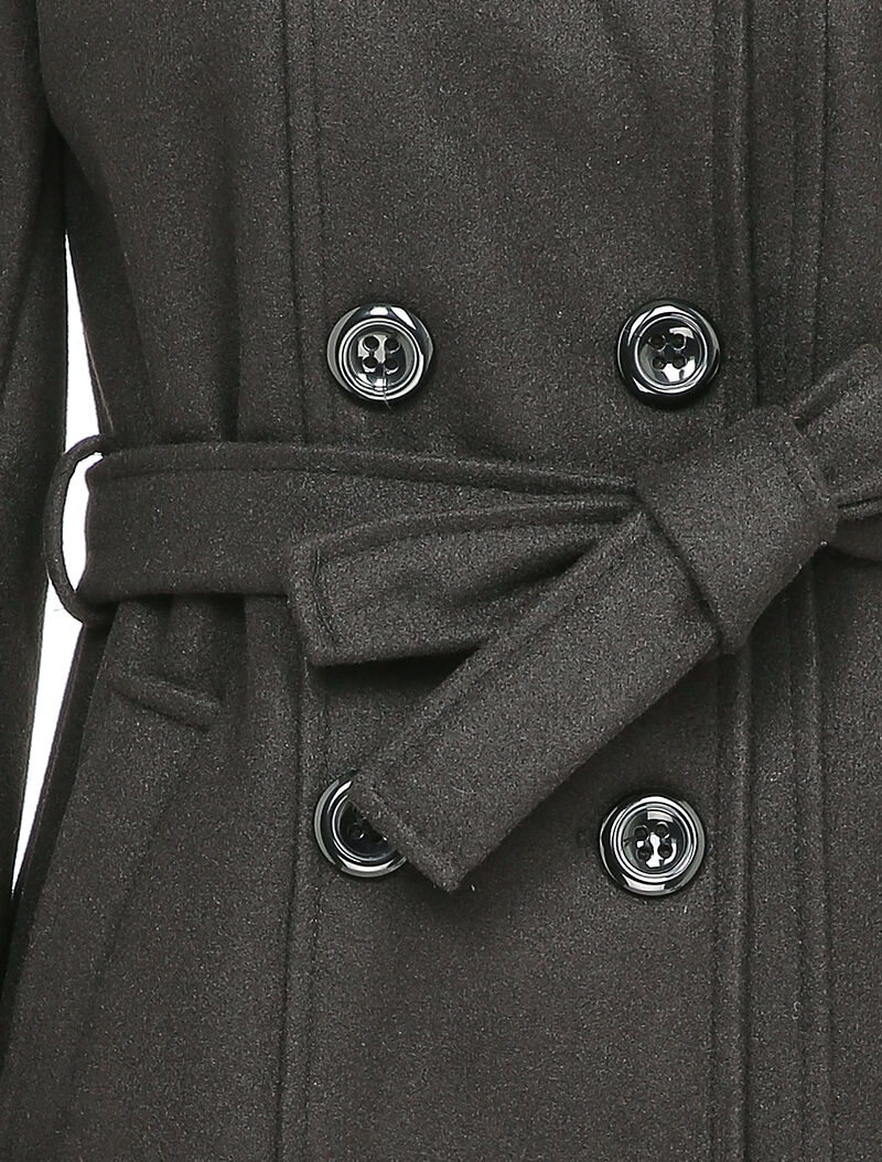 Manteau croisé et ceinturé - Noir - 3