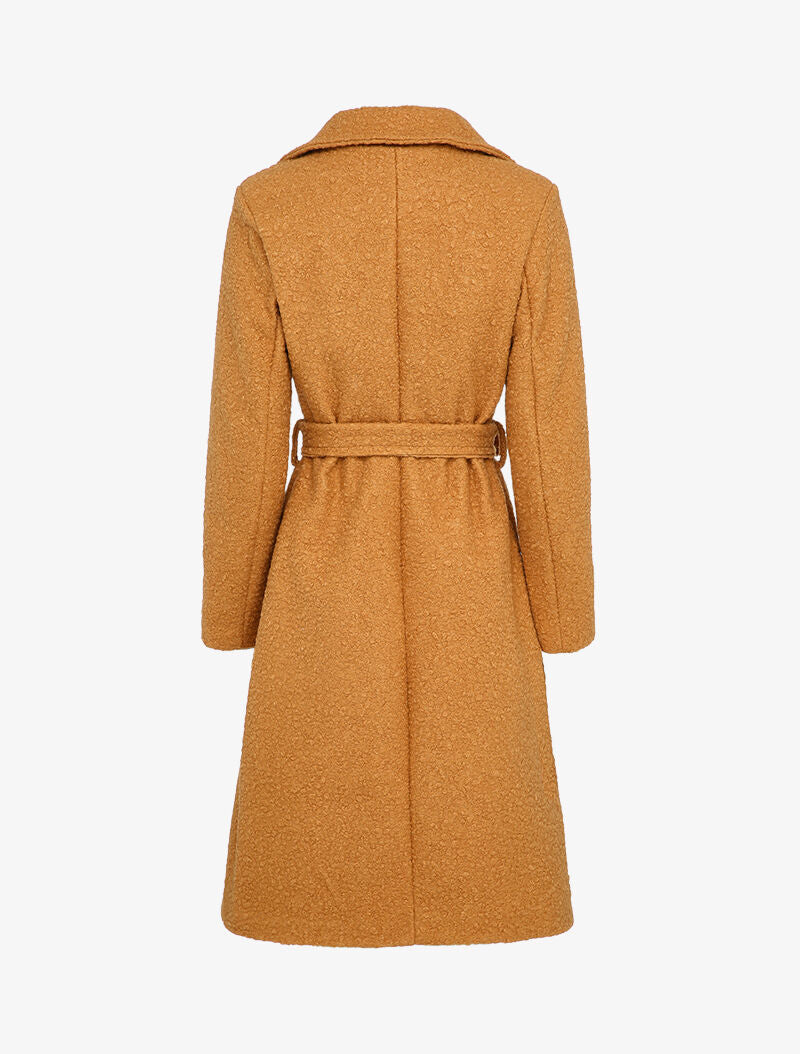 Manteau ceinturé effet laine bouclée - Camel - 2